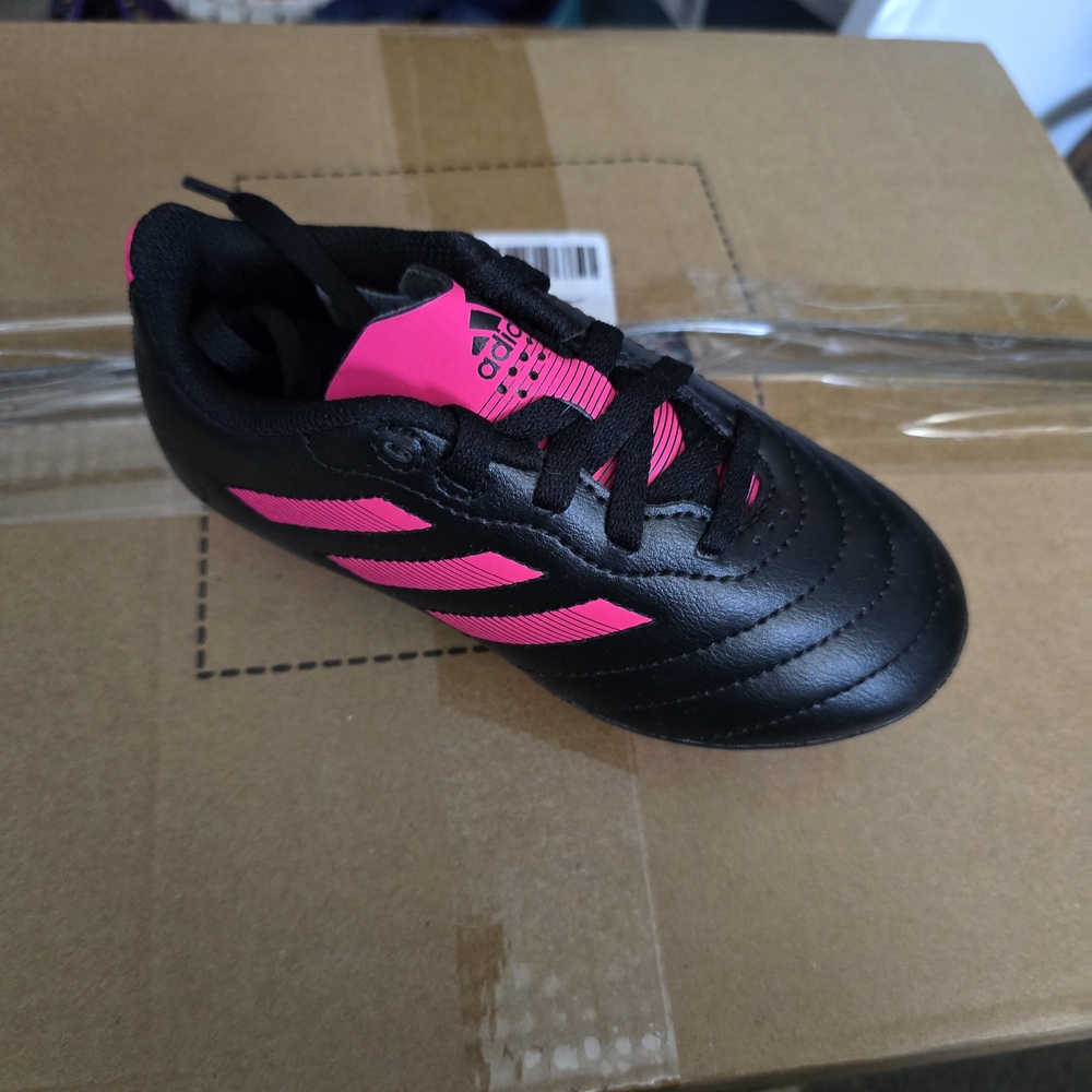 Adidas Kids Black and Pink Soccer Shoes